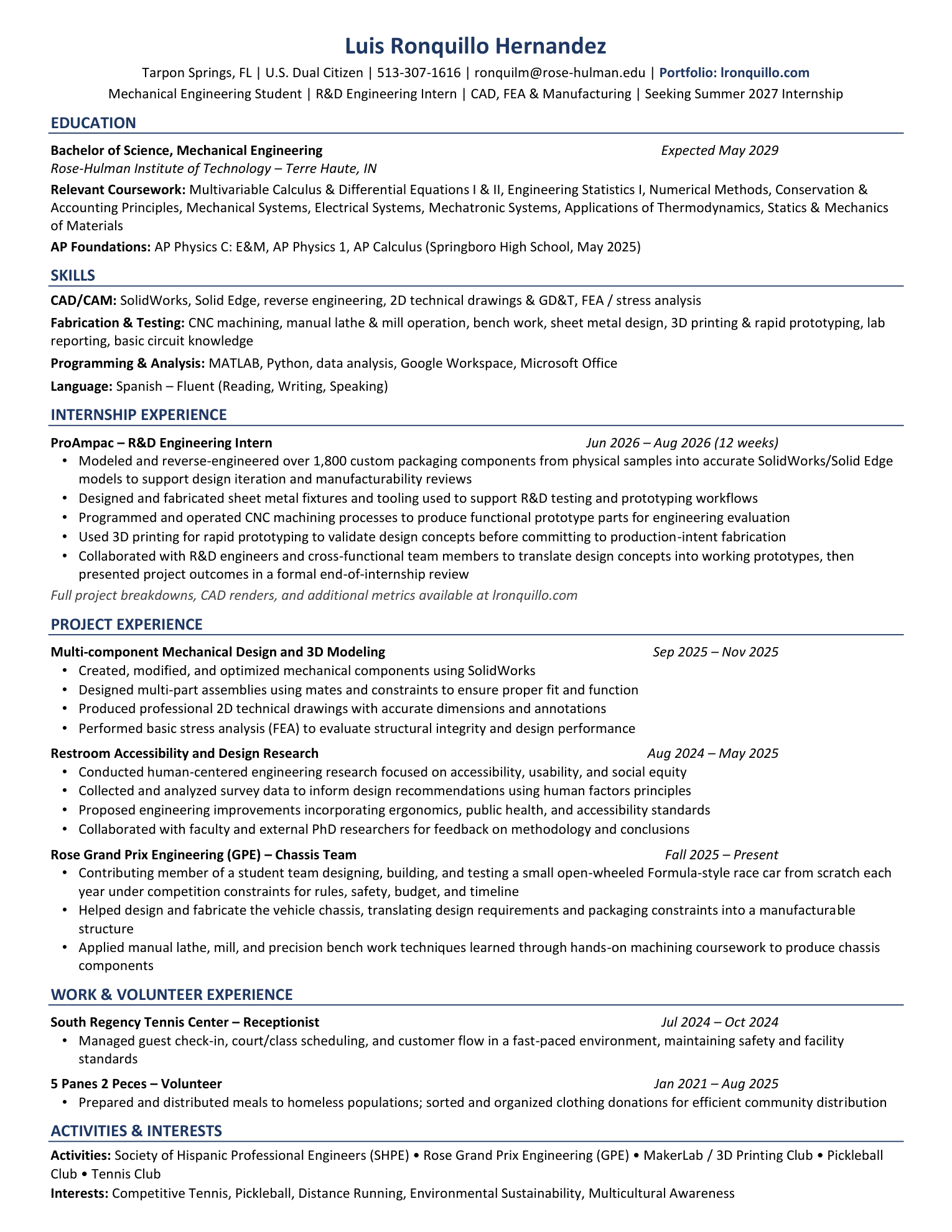 Luis Ronquillo's resume